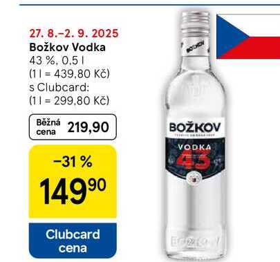 Božkov Vodka 43%, 0,5 l  