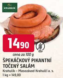 Špekáčkový pikantní točený salám 100g