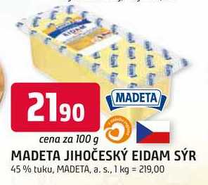 MADETA JIHOČESKÝ EIDAM SÝR 45% tuku, 100 g