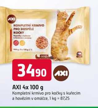 AXI 4x 100 g Kompletní krmivo pro kočky s kuřecím a hovězím v omáčce