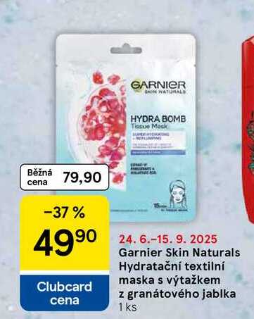 Garnier Skin Naturals Hydratační textilní maska s výtažkem z granátového jablka, 1 ks 