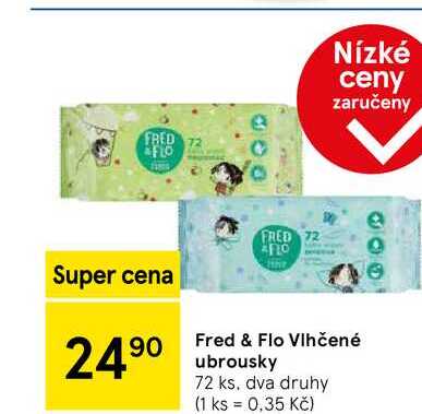 Fred & Flo Vlhčené ubrousky, 72 ks, dva druhy 