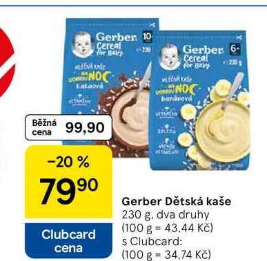 Gerber Dětská kaše, 230 g, dva druhy