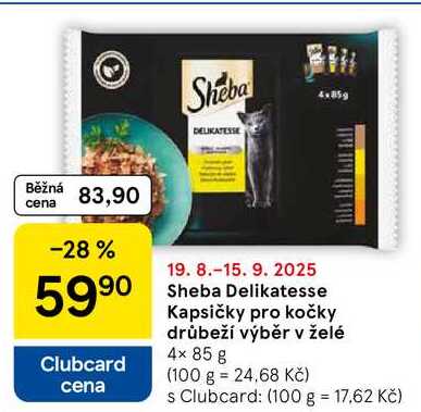 Sheba Delikatesse Kapsičky pro kočky drůbeží výběr v želé, 4× 85 g  