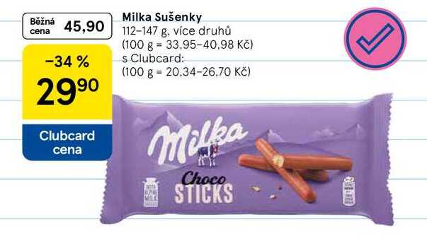 Milka Sušenky, 112-147 g, více druhů