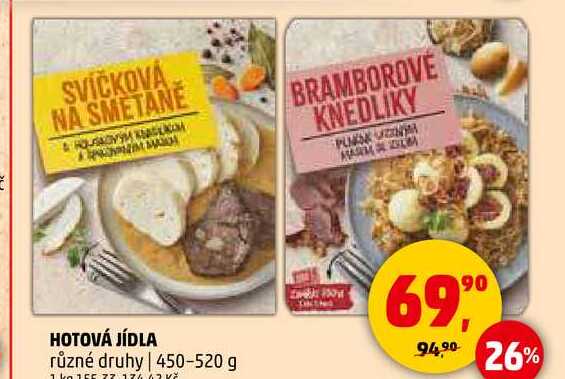 HOTOVÁ JÍDLA různé druhy, 450-520 g