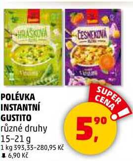 POLÉVKA INSTANTNÍ GUSTITO různé druhy, 15-21 g 