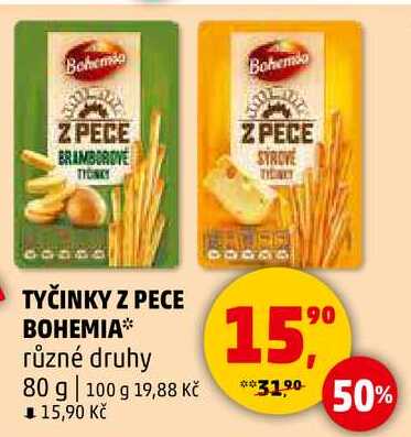 TYČINKY Z PECE BOHEMIA různé druhy, 80 g  