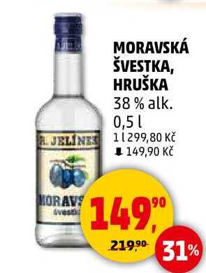 MORAVSKÁ ŠVESTKA, HRUŠKA 38% alk., 0,5 l