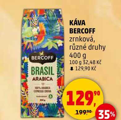 KÁVA BERCOFF zrnková, různé druhy, 400 g 