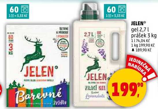 JELEN gel 2,7 l, prášek 3 kg  