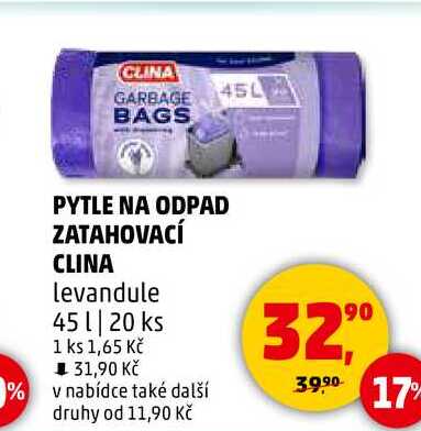 PYTLE NA ODPAD ZATAHOVACÍ CLINA levandule, 45 l, 20 ks 