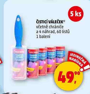 ČISTICÍ VÁLEČEK včetně chrániče a 4 náhrad, 60 listů, 1 balení 