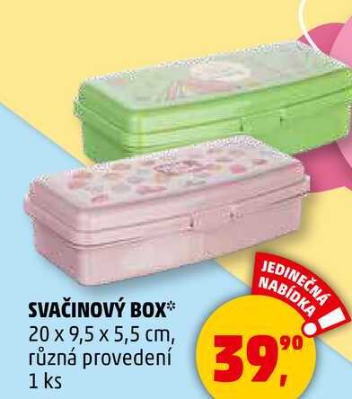 SVAČINOVÝ BOX, 20 x 9,5 x 5,5 cm, různá provedení, 1 ks 