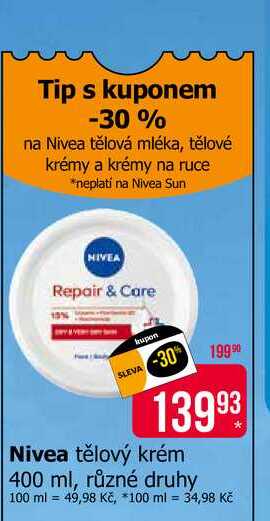 Nivea tělový krém 400 ml, různé druhy 