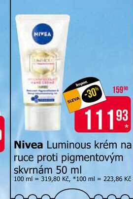 Nivea Luminous krém na ruce proti pigmentovým skvrnám 50 ml