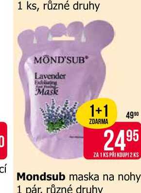 Mondsub maska na nohy 1 pár. různé druhy 