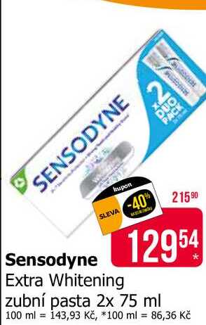 Sensodyne Extra Whitening zubní pasta 2x 75 ml 