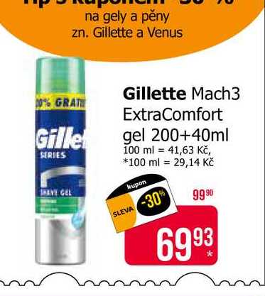 Gillette Mach3 ExtraComfort gel 200+40ml 