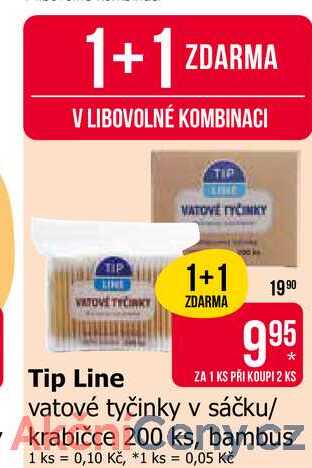 Tip Line vatové tyčinky v sáčku/ Akrabičce 200 ks, bambus 