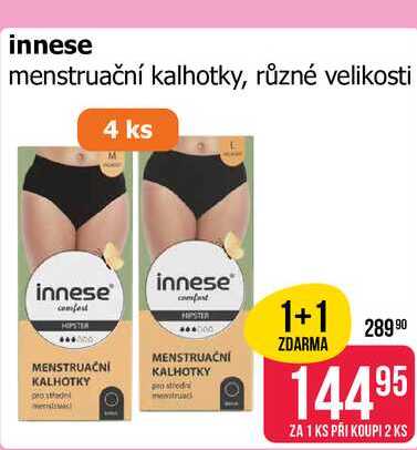 innese menstruační kalhotky, různé velikosti 4 ks 