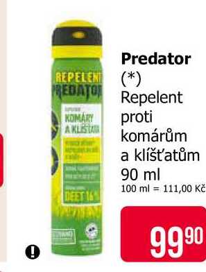 PREDATOR Repelent proti komárům a klíšť'atům 90 ml 