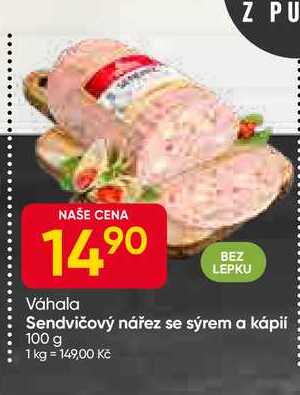 Sendvičový nářez se sýrem a kápii 100 g