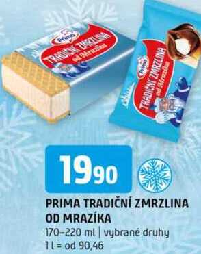 PRIMA TRADIČNÍ ZMRZLINA OD MRAZÍKA 170-220 ml vybrané druhy