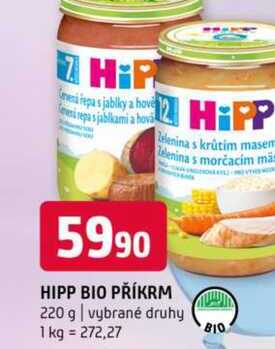 HIPP BIO PŘÍKRM 220 g vybrané druhy 