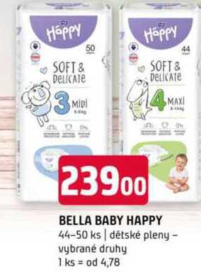 BELLA BABY HAPPY 44-50 ks dětské pleny vybrané druhy 