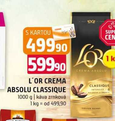 L'OR CREMA ABSOLU CLASSIQUE 1000 g káva zrnková 