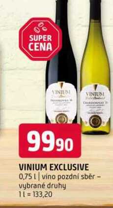 VINIUM EXCLUSIVE 0,75l vino pozdní sběr vybrané druhy 