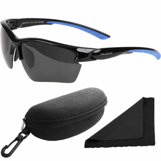 Brýle sluneční Polarized 247 - obroučky modré-červené / skla tmavá / polarizační skla / pouzdro a utěrka