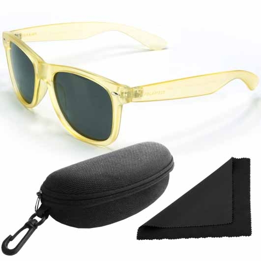 Brýle sluneční Polarized 255 - obroučky bílé / skla modrá zrcadlová / polarizační skla / pouzdro a utěrka