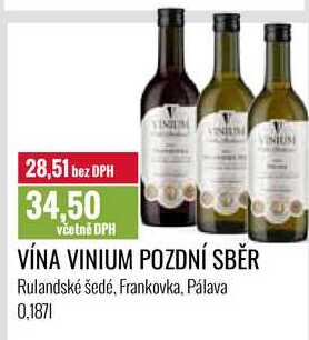 VÍNA VINIUM POZDNÍ SBĚR   0,187l