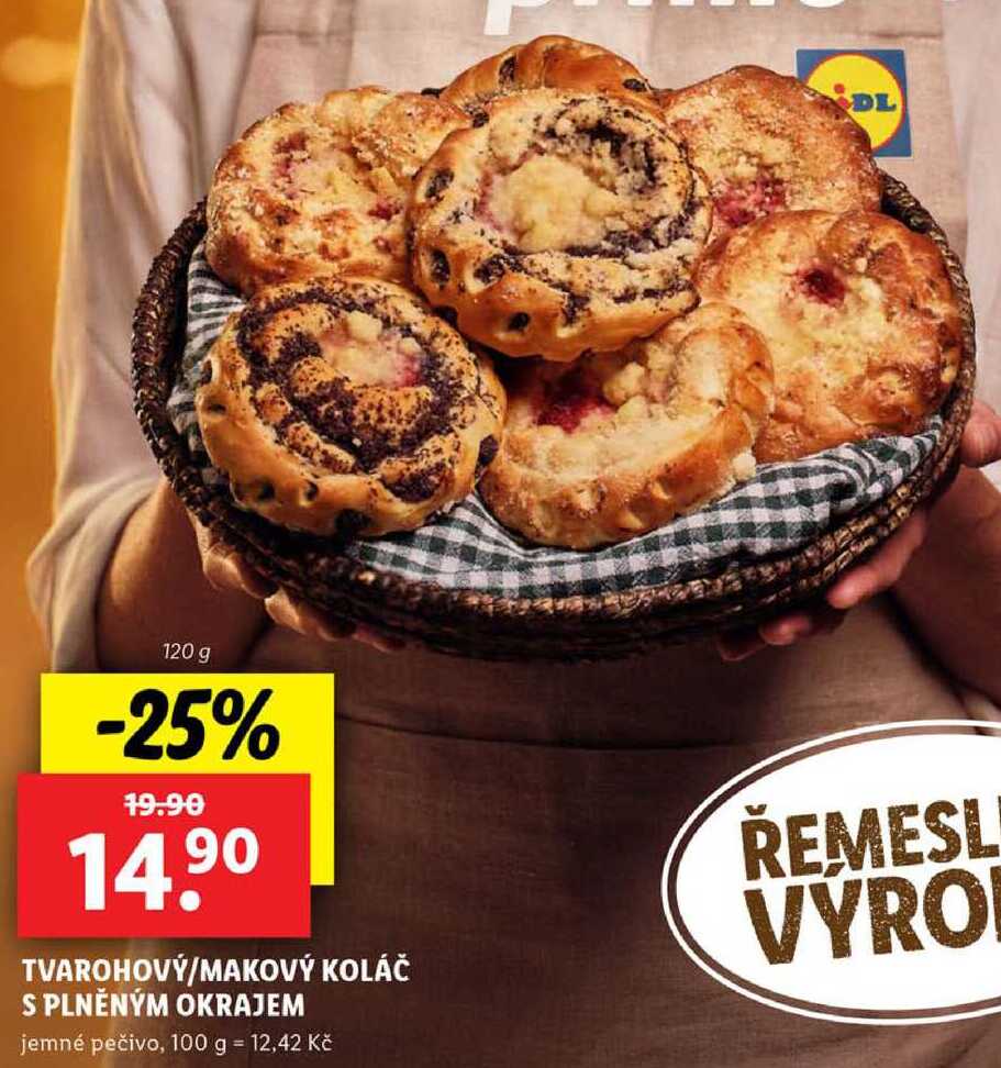 TVAROHOVÝ/MAKOVÝ KOLÁČ S PLNĚNÝM OKRAJEM, 120 g