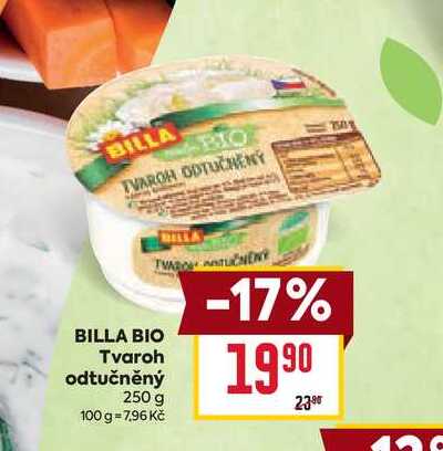 BILLA BIO Tvaroh odtučněný 250 g