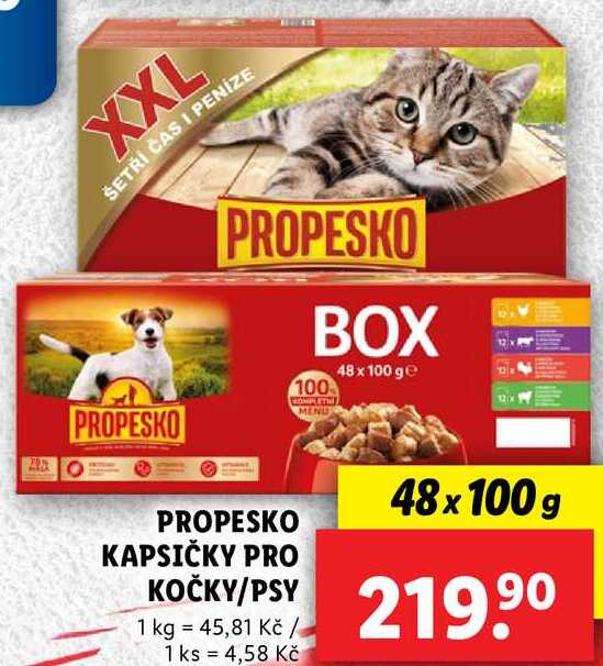 Propesko kapsičky pro kočky/psy, 48x 100 g