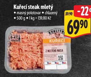 Kuřecí steak mletý, 500 g
