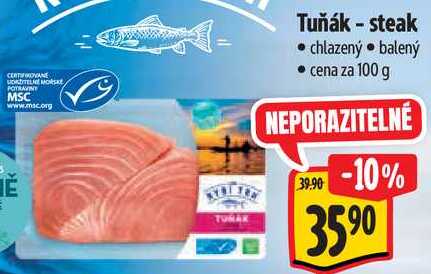 Tuňák - steak, cena za 100 g 