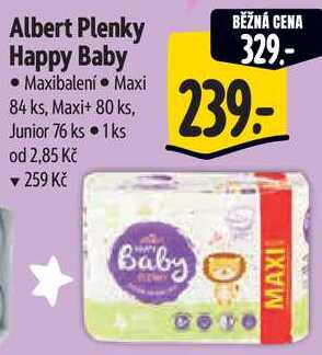 Albert Plenky Happy Baby, Maxi 84 ks, Maxi+ 80 ks, Junior 76 ks 