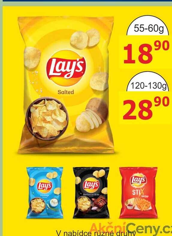 Lay's chips 60g, vybrané druhy