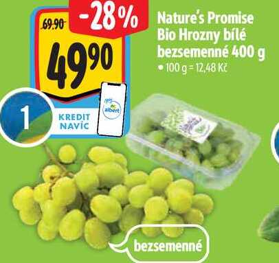 Nature's Promise Bio Hrozny bílé bezsemenné, 400 g