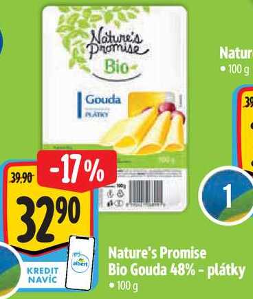 Nature's Promise 1 Bio Gouda 48% - plátky, 100 g