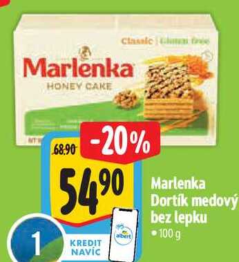 Marlenka Dortík medový bez lepku, 100 g