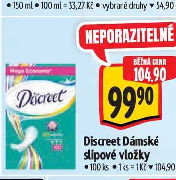   Discreet Dámské slipové vložky 100 k 