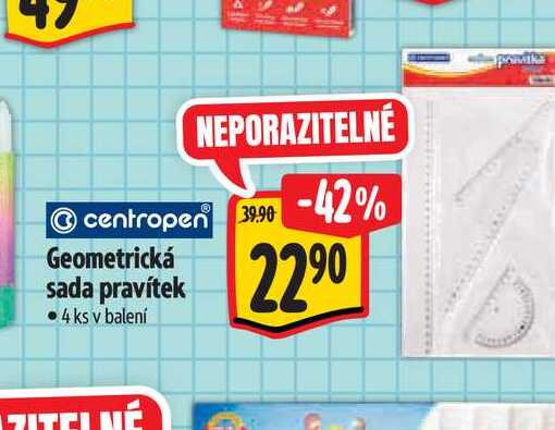  Geometrická sada pravítek 4 ks 