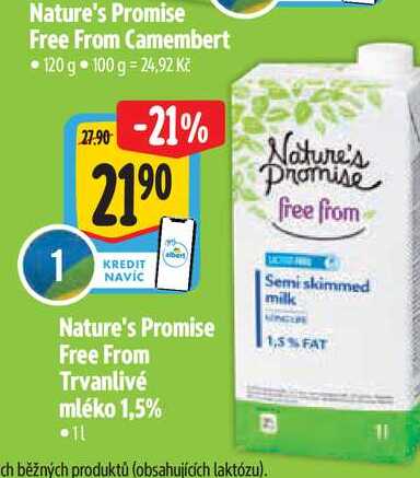  Nature's Promise Free From Trvanlivé mléko 1,5% 1 l