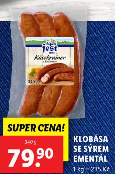 KLOBÁSA SE SÝREM EMENTÁL, 340 g