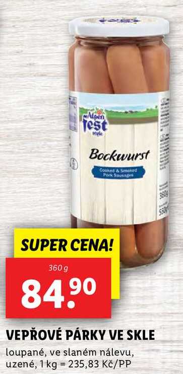 VEPŘOVÉ PÁRKY VE SKLE, 360 g